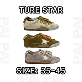 Golden Goose True-Star leather round-toe lace-up low-top shoes with a thin sole-5131  